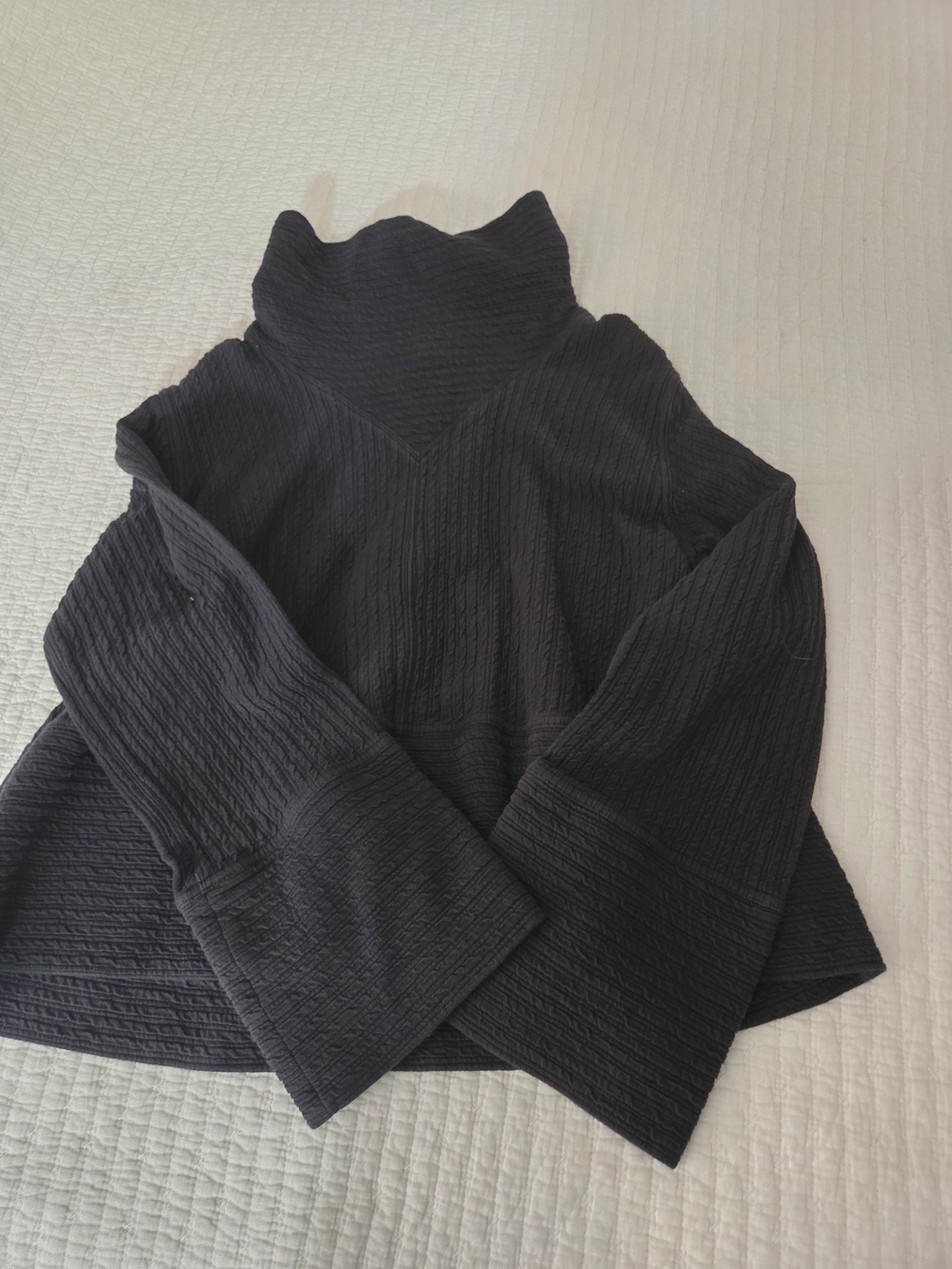 lululemon athletica Black Ribbed Funnel Neck Pullover